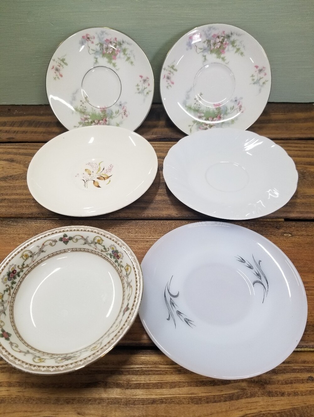 Mismatched Vintage Saucers Lot of 6 Cottagecore Grandma Chic Plates